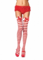 6602 Leg Avenue Stockings, Jolly Holiday nylon striped thigh highs wi