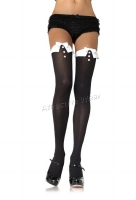 6615 Leg Avenue Stockings,  black white Opaque tuxedo thigh highs