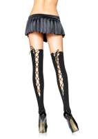 8250LU12 Leg Avenue Stockings, lace up back opaque thigh highs Stocki