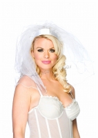 71201 Leg Avenue Accessories, Chiffon veil with satin bridal headband