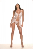 EXOTIC 2 PC. SHEER SWEETHEART LACE BABYDOLL WITH MATCHING THONG.