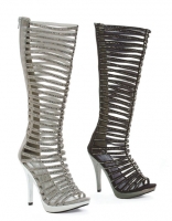 M-Stella Ellie Shoes, 5 Inch Heel Mid Calf Straps Rhinestone Shoes