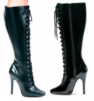 Victoria Ellie Boots, 5 inch high heels Lace up, Zipper Knee High